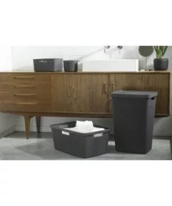 CESTA PORTABIANCHERIA "JUTE" KETER NERO - 59x39x26 CM